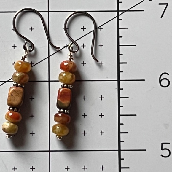 Red Creek Jasper & Russian Blood Serpentine Jade Earrings - Picture 4 of 4